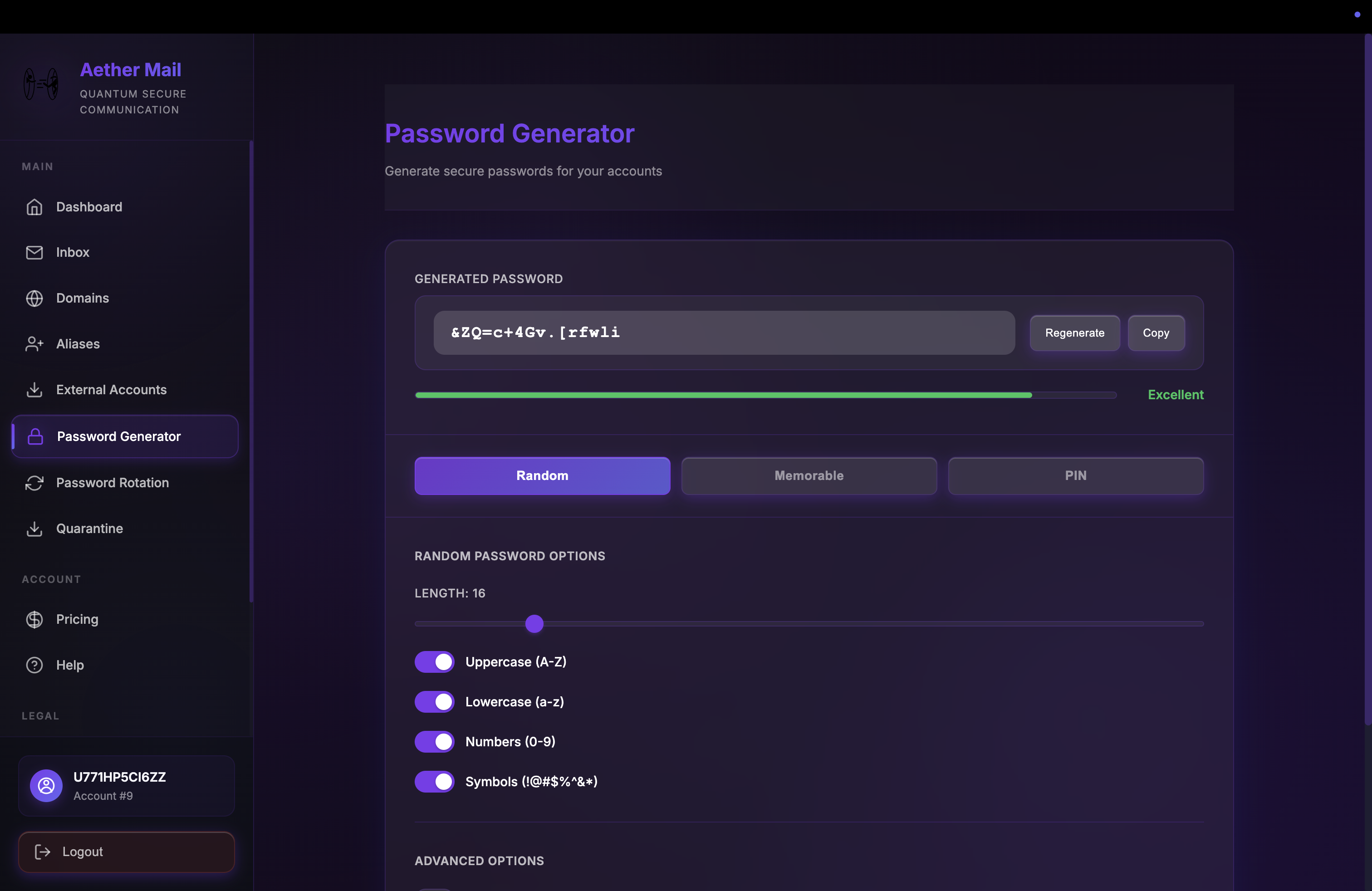 GO TRIGGER Password Generator Configuration