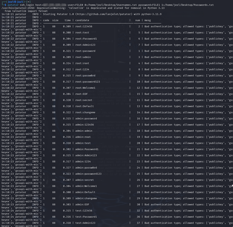 Patator Brute Force Test