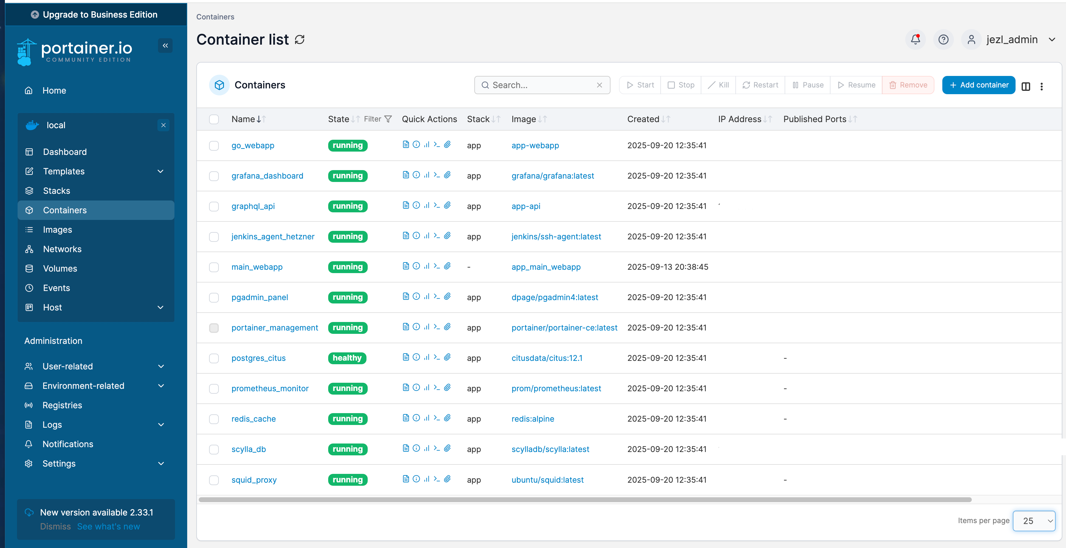 Portainer Container Management