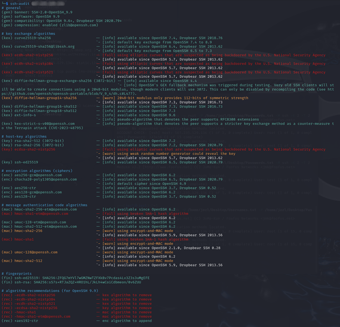 SSH Audit Vulnerabilities
